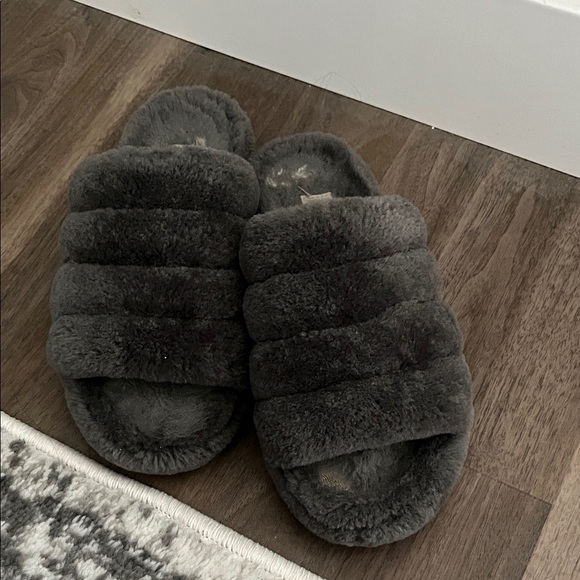 UGG Charcoal Fluffy Slides - Picture 3 of 4